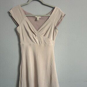 J.Crew Silk Dress Petite 2P Beige Blush V-Neck Sleeveless Elegant Cocktail